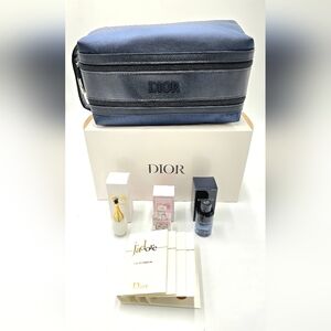 DIOR Toiletry Bag Travel Pouch Double Zippered, 3 Mini and 4 samples.
